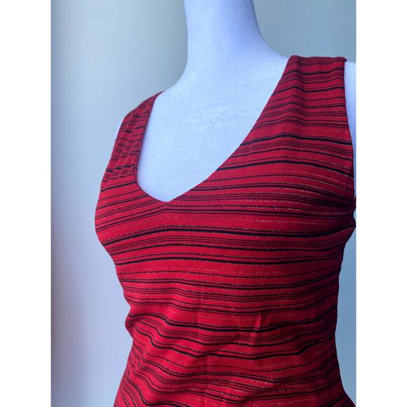 Forever 21 Vintage Womens Red Sleeveless Striped Basic Iridescent Tank Top - Picture 5 of 7